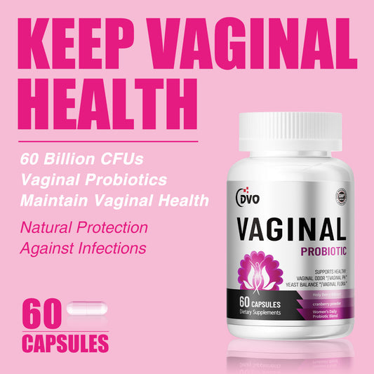 DVO Women's Probiotics for Vaginal Health Care Odor Inflammation 60 Billions Probiotic Cranberry Blend Supports for Urinary Tract Support, 60 Capsules